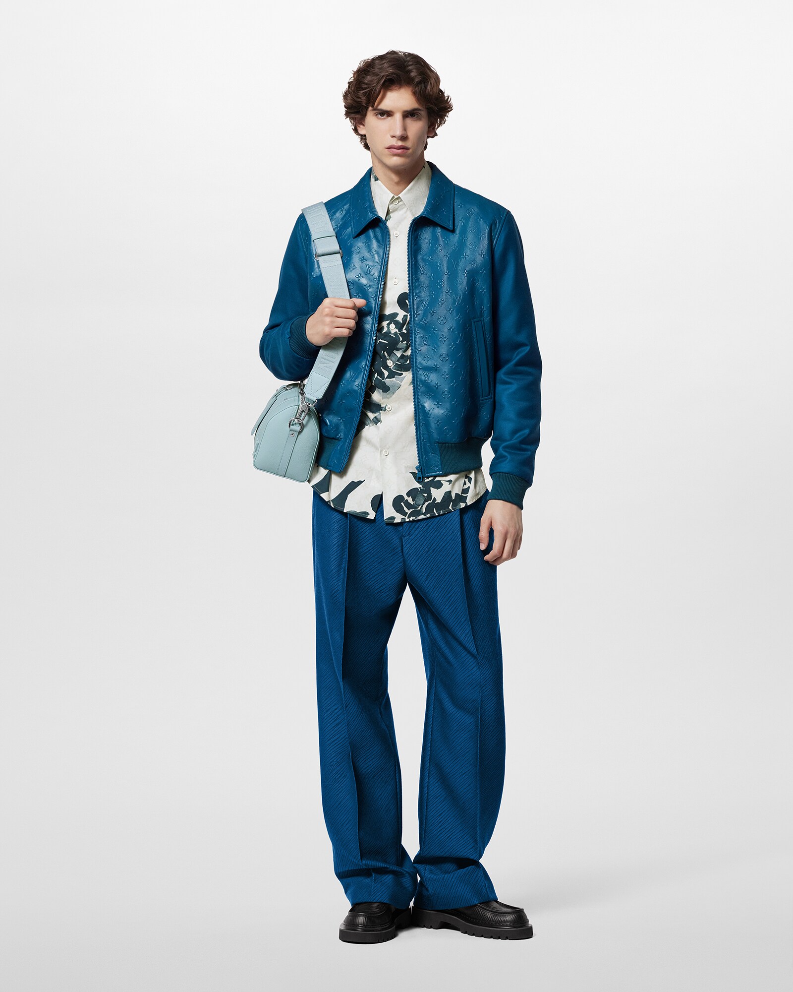 Monogram Embossed Leather And Wool Blouson Men ReadytoWear LOUIS VUITTON